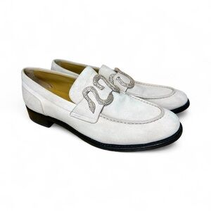 RENE CAOVILLA MORGANA CRYSTAL snake LOAFER suede pink 39